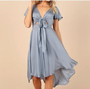 Petal + Pup Amanda Blue Hi Lo Tie Front Dress Size M